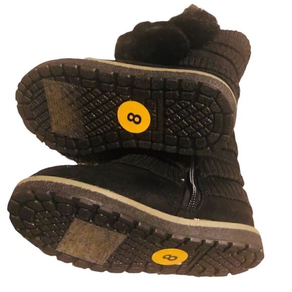 KIDS GIRL’S Toddlers “Link brand” Black Pom Poms Leggings Details. - Picture 4 of 4